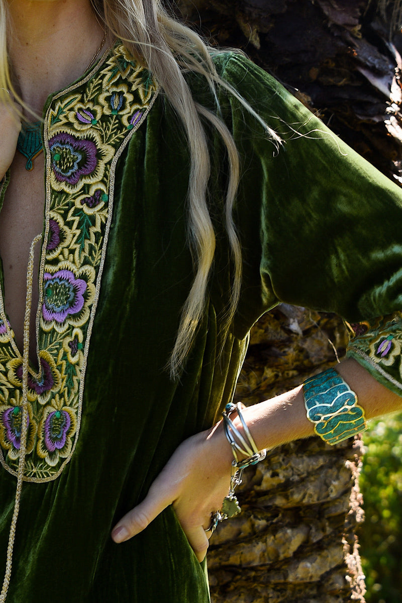 Gold And Turquoise Inlay Cuff - Chasing Unicorns