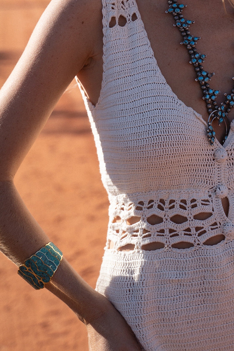 Gold And Turquoise Inlay Cuff - Chasing Unicorns