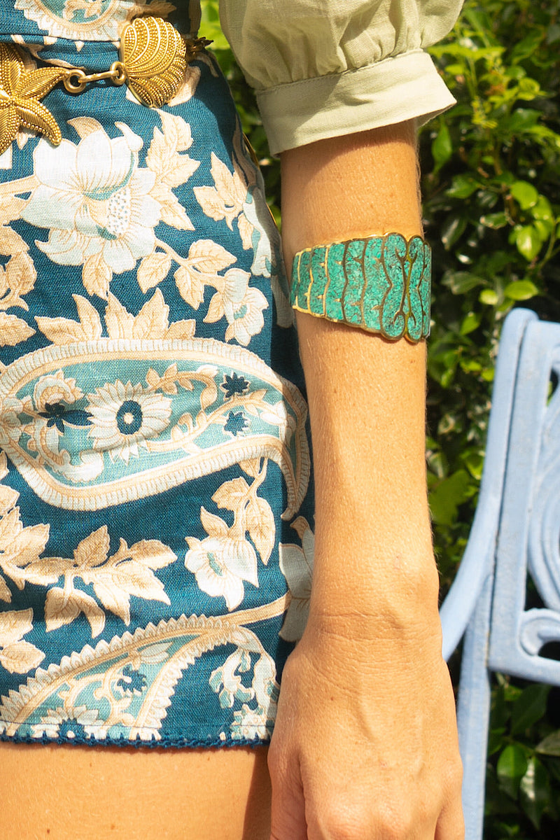 Gold And Turquoise Inlay Cuff - Chasing Unicorns