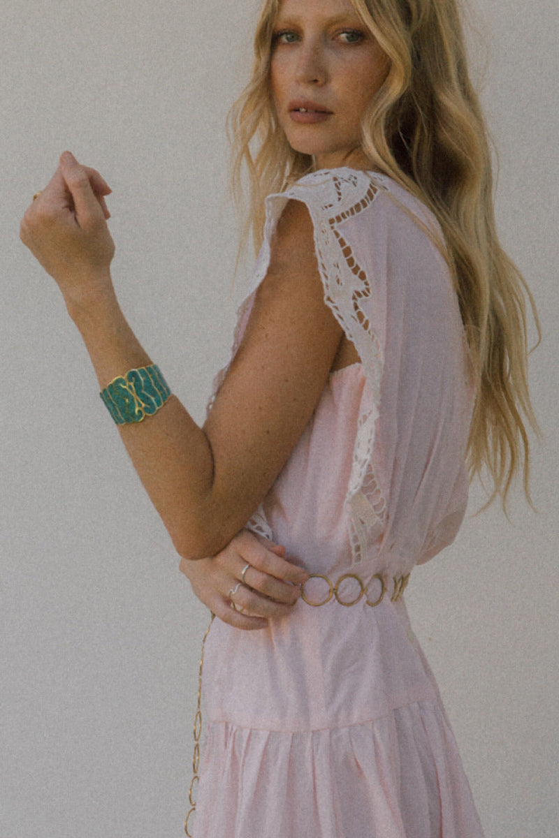 Gold And Turquoise Inlay Cuff - Chasing Unicorns