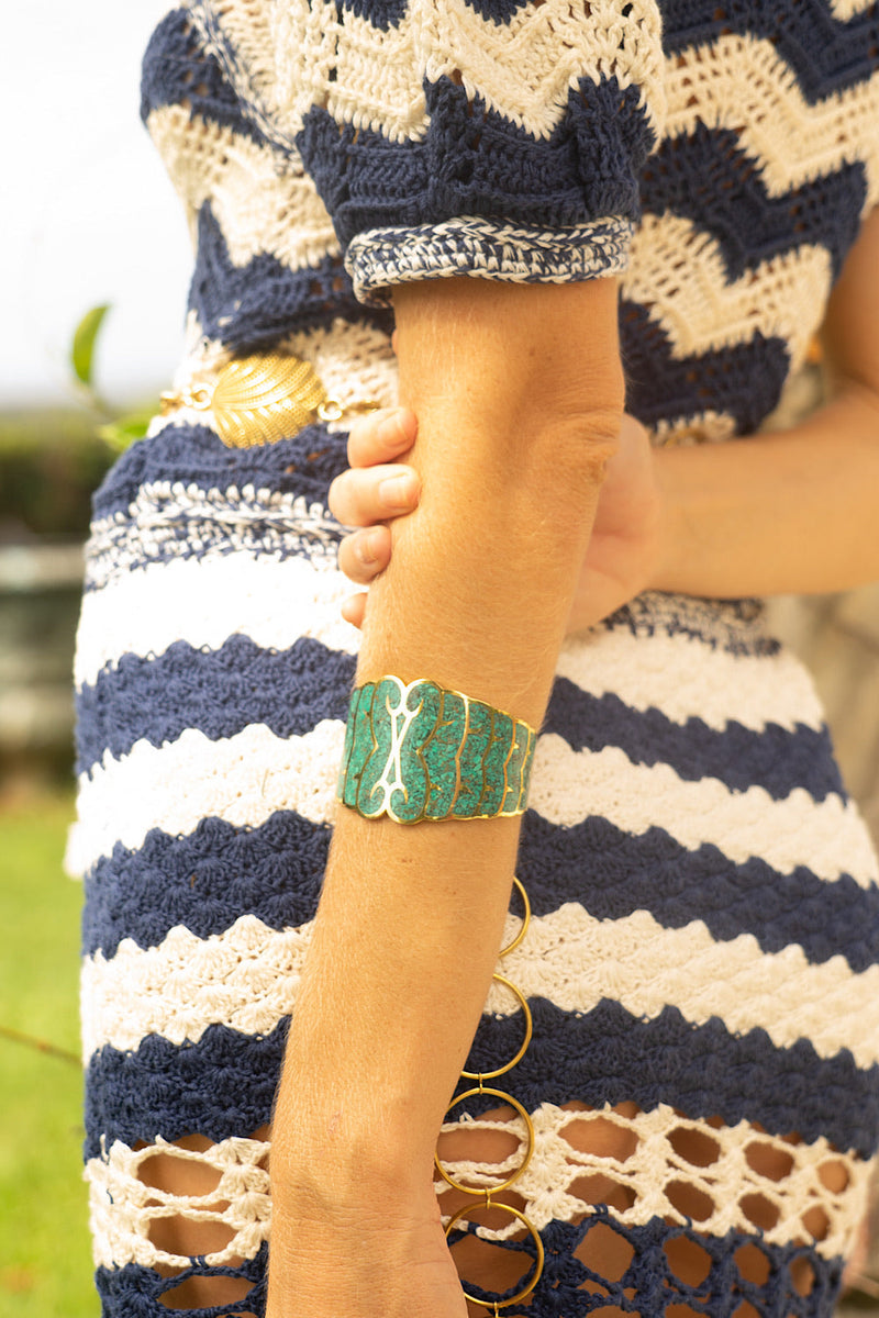 Gold And Turquoise Inlay Cuff - Chasing Unicorns