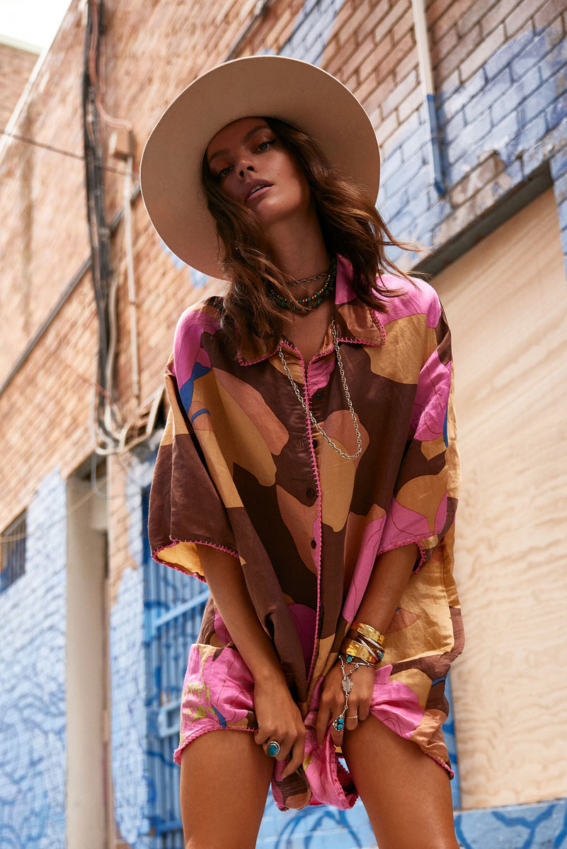 Groove Is In The Heart Silk Satin Super Oversized Shirt - Chasing Unicorns