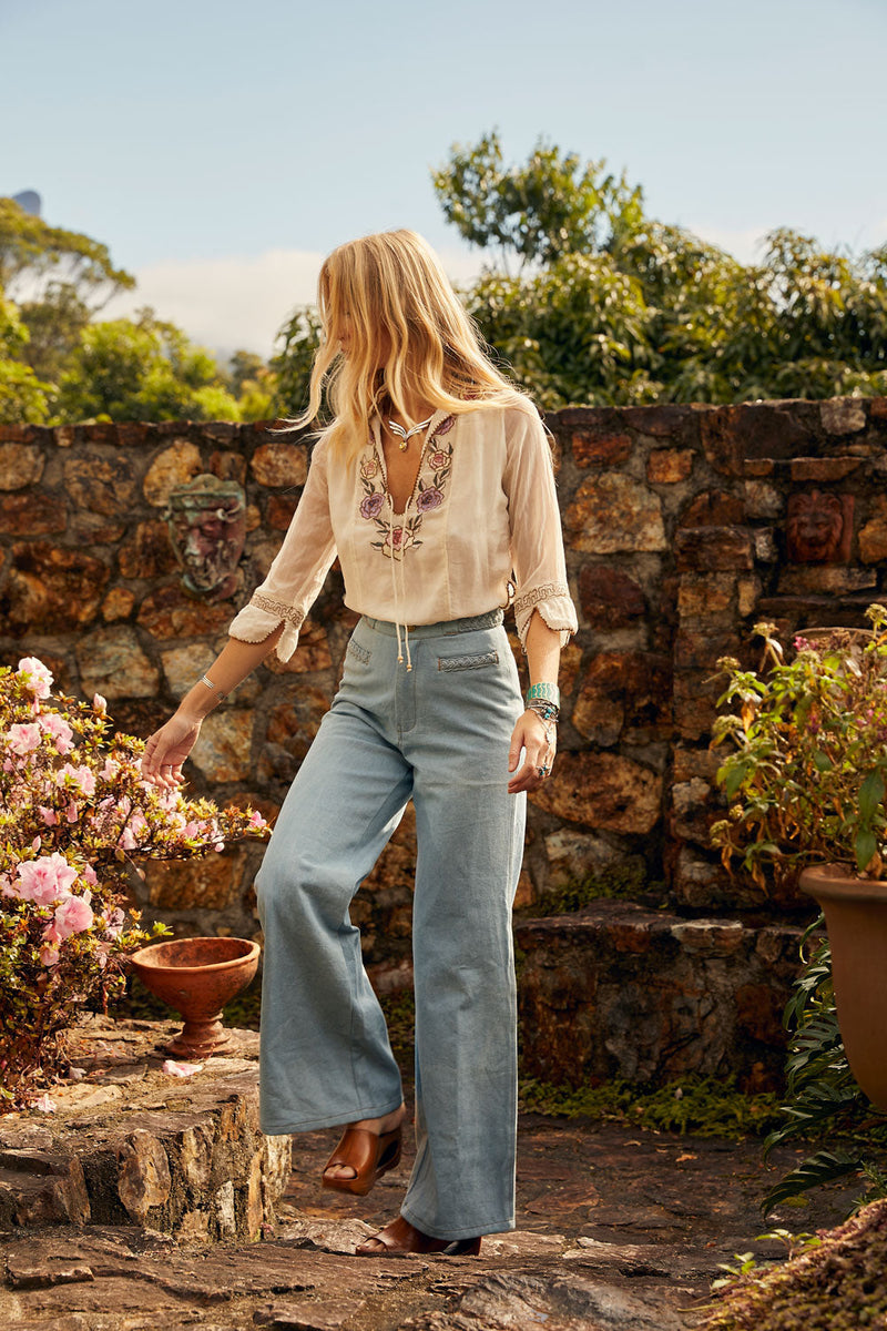 Helplessly Hoping Silk/Cotton Tunic Blouse - Chasing Unicorns