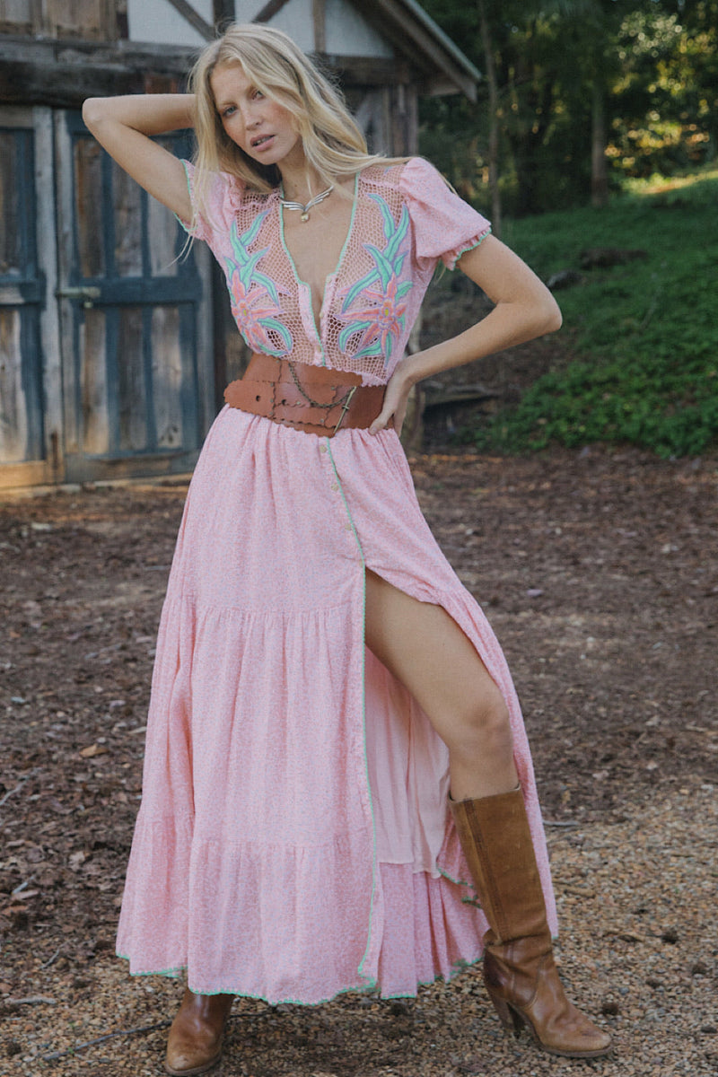 Hungry Heart Cutwork Embroidered Maxi Dress - Chasing Unicorns