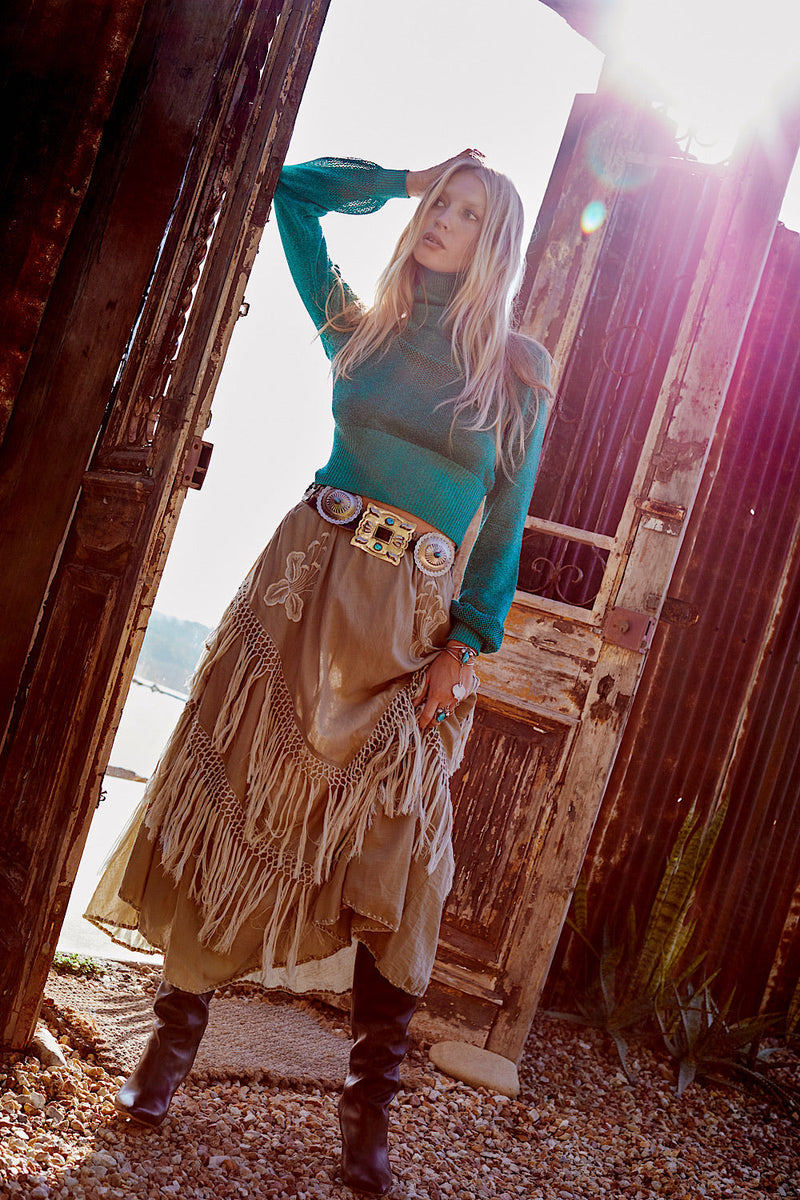 Learning To Fly Fringe Skirt- Sage - Chasing Unicorns