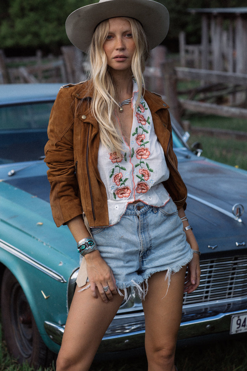 Lone Star Suede Biker Jacket - Tan - Chasing Unicorns