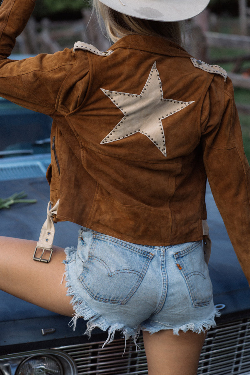 Lone Star Suede Biker Jacket - Tan - Chasing Unicorns