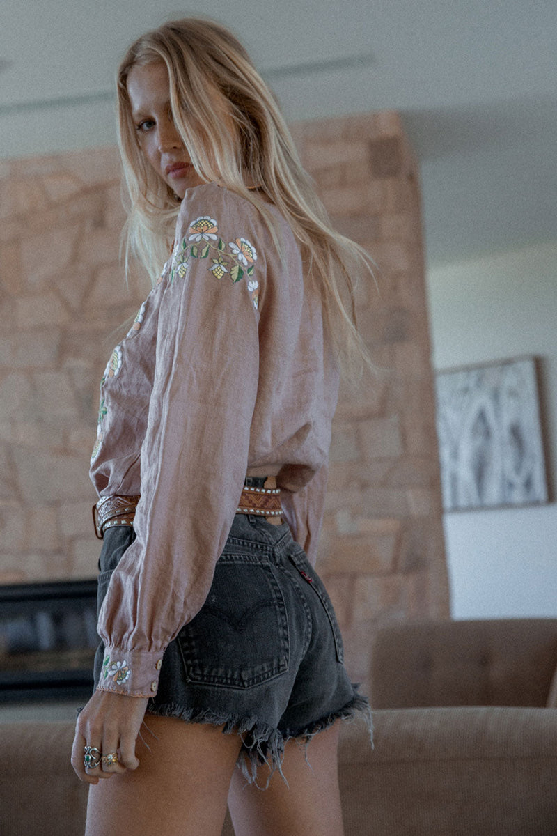 Maggie May Linen + Embroidered Blouse - Chasing Unicorns