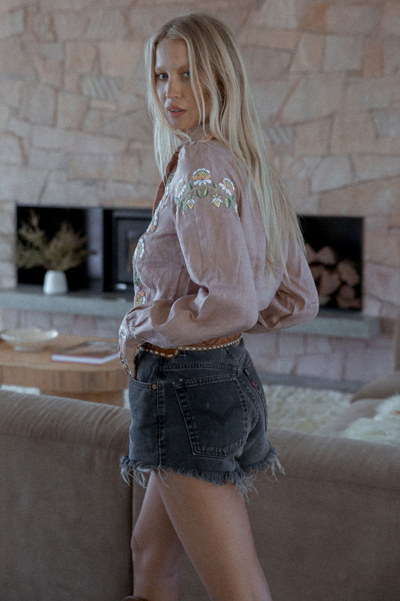 Maggie May Linen + Embroidered Blouse - Chasing Unicorns