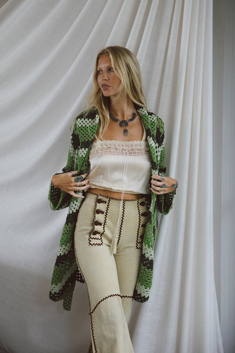Magic Carpet Ride Short Crochet Coat - Forest - Chasing Unicorns