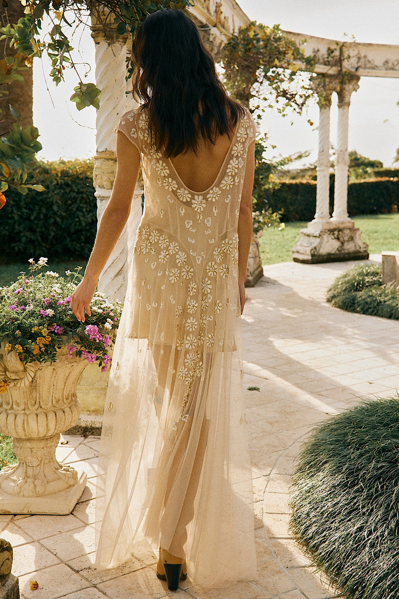 More Than This Tulle, Embroidered + Beaded Maxi Dress - Chasing Unicorns
