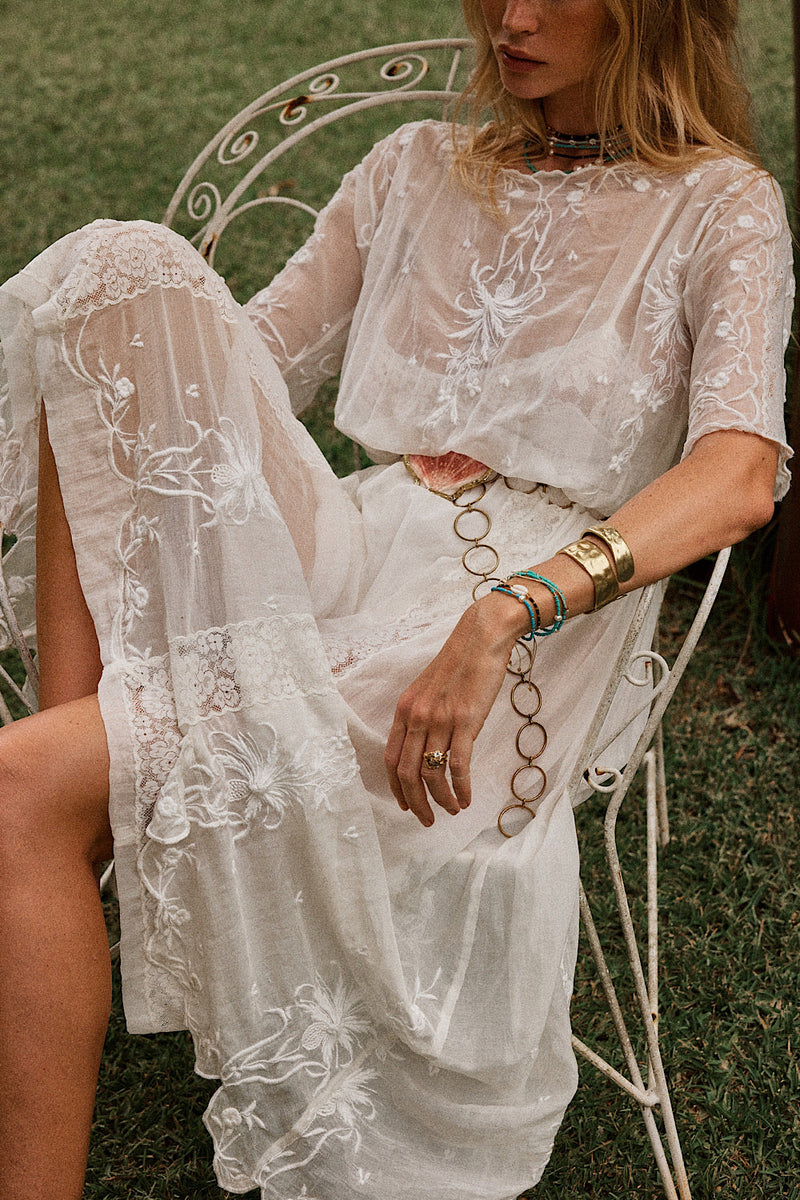 Natural Mystic Silk/Cotton Maxi Dress - Chasing Unicorns