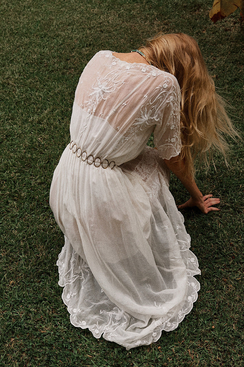 Natural Mystic Silk/Cotton Maxi Dress - Chasing Unicorns