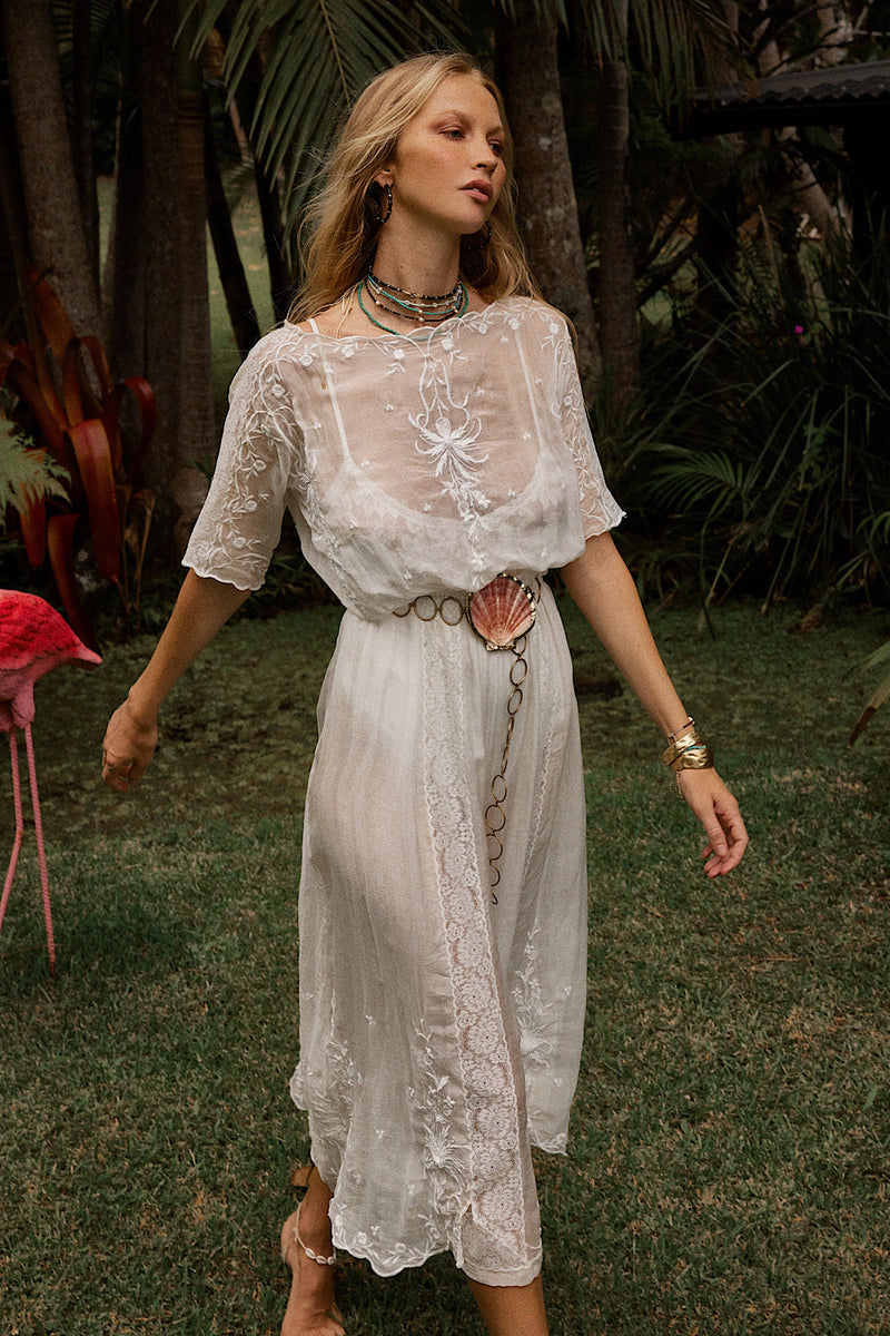 Natural Mystic Silk/Cotton Maxi Dress - Chasing Unicorns
