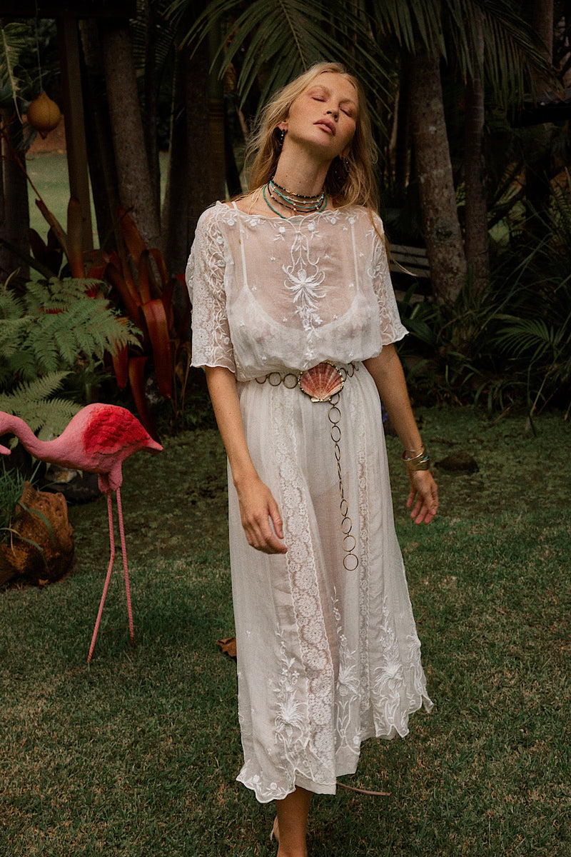 Natural Mystic Silk/Cotton Maxi Dress - Chasing Unicorns