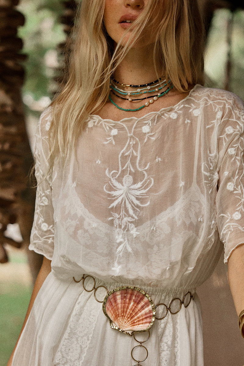 Natural Mystic Silk/Cotton Maxi Dress - Chasing Unicorns