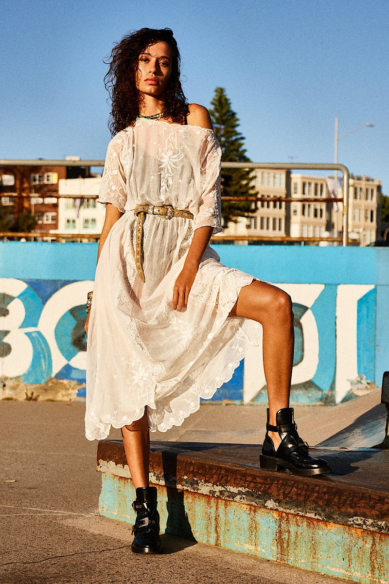 Natural Mystic Silk/Cotton Maxi Dress - Chasing Unicorns