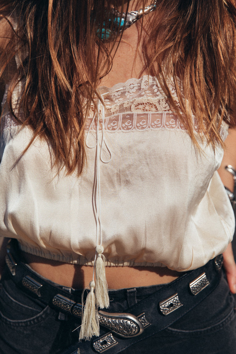 Peaceful Easy Feeling Silk + Lace Camisole - Champagne - Chasing Unicorns