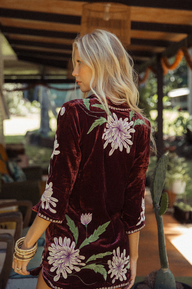 Purple Haze Silk Velvet Tunic Dress - Mulberry - Chasing Unicorns