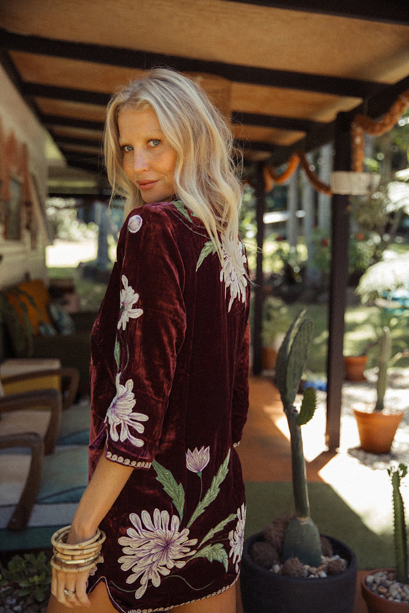 Purple Haze Silk Velvet Tunic Dress - Mulberry - Chasing Unicorns