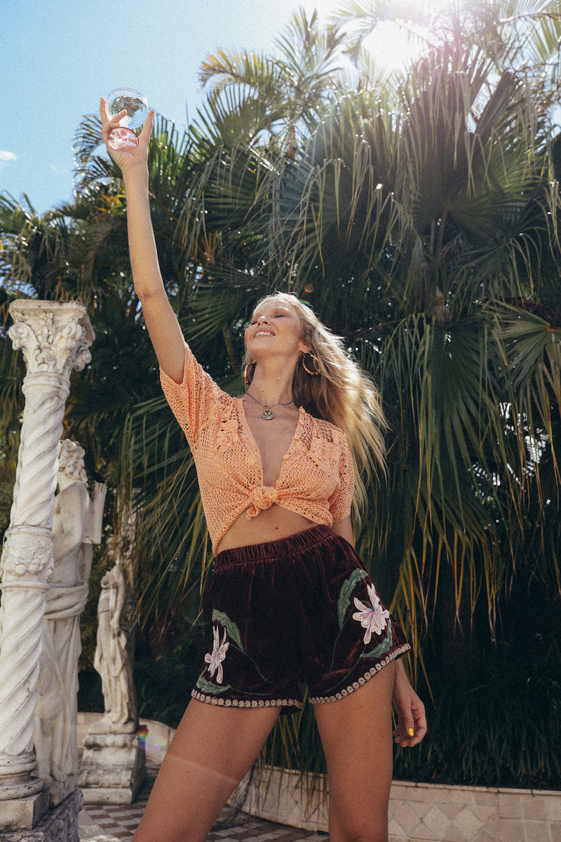 Purple Haze Velvet Shorts - Mulberry - Chasing Unicorns