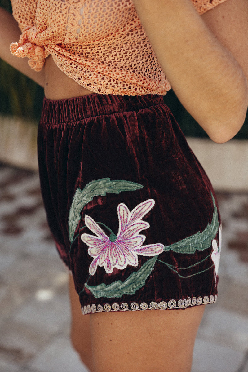 Purple Haze Velvet Shorts - Mulberry - Chasing Unicorns