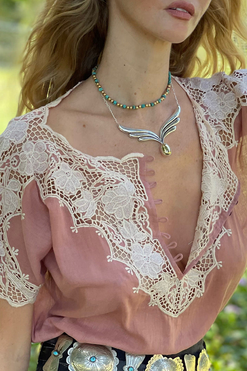 Shadows In The Moonlight Cutwork Embroidered Blouse - Dusty Rose - Chasing Unicorns