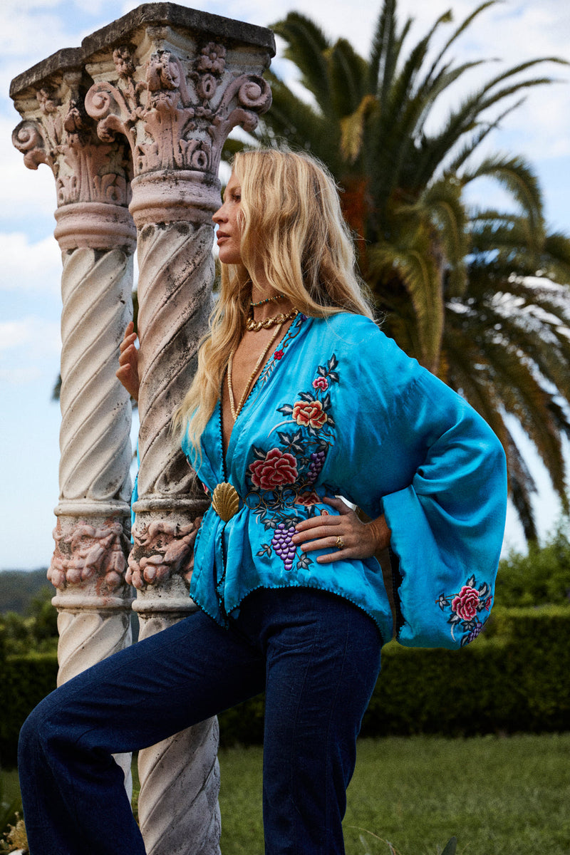 Someday Never Comes Silk Satin Embroidered Jacket - Chasing Unicorns