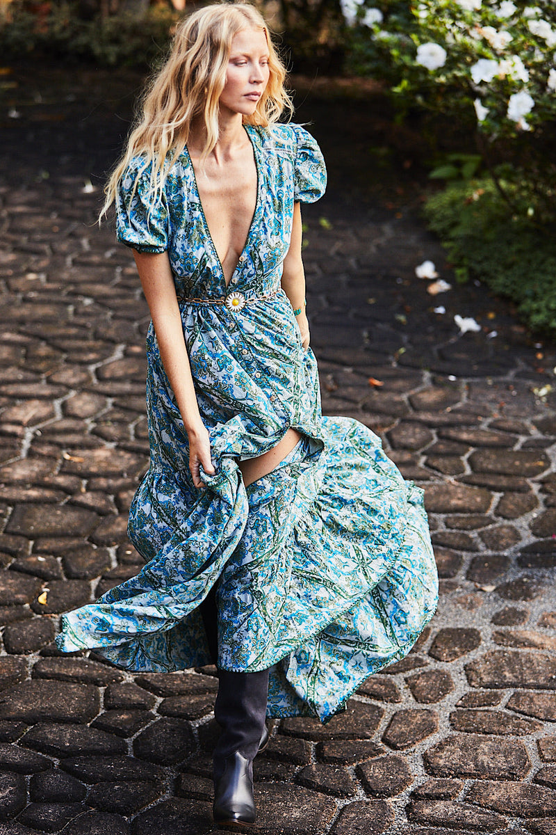 Spanish Moon Maxi Dress - Bohemian Floral - Chasing Unicorns