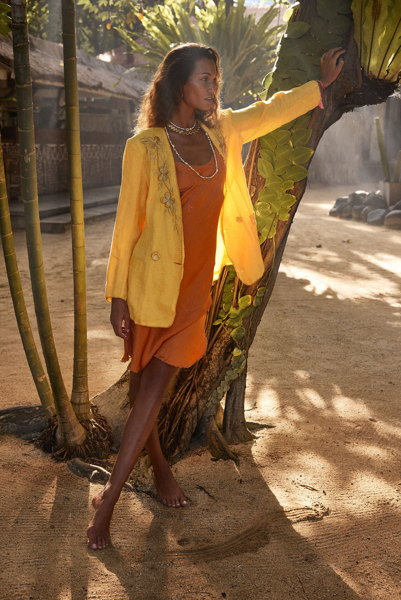 Sunshine On A Rainy Day Embroidered Blazer - sunshine - Chasing Unicorns