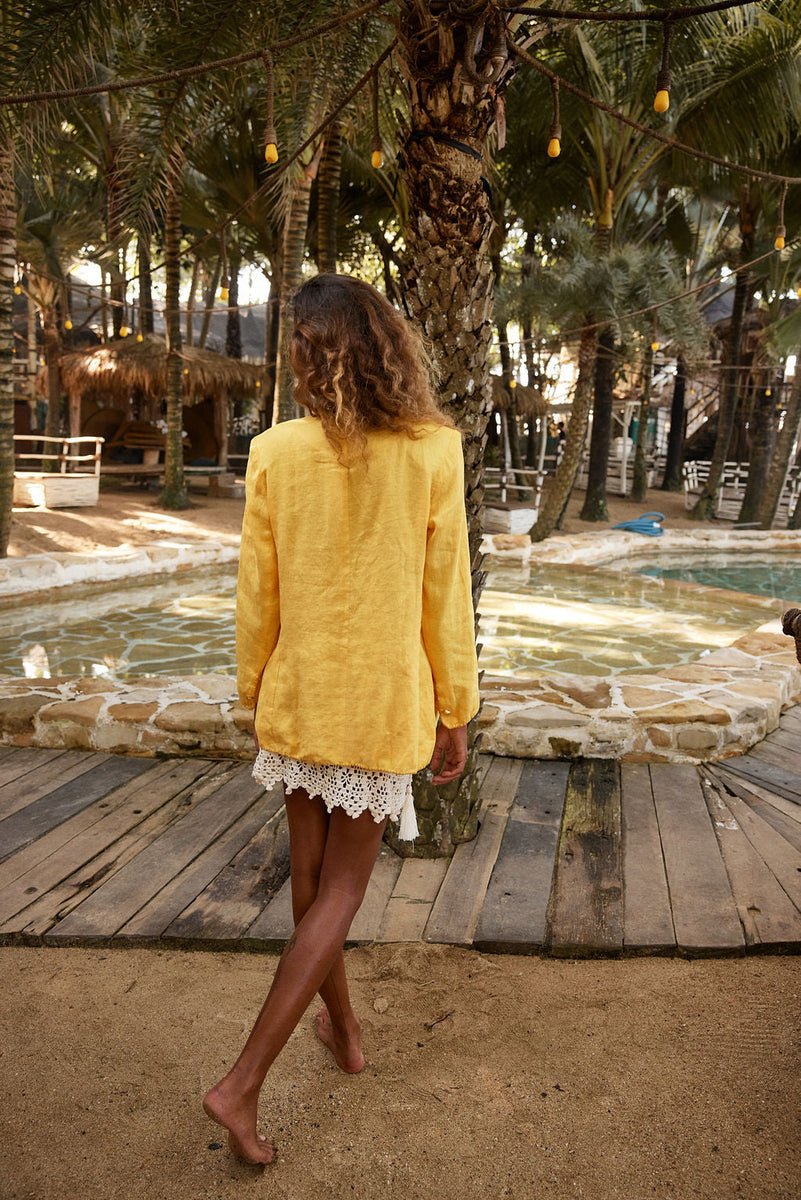 Sunshine On A Rainy Day Embroidered Blazer - sunshine - Chasing Unicorns