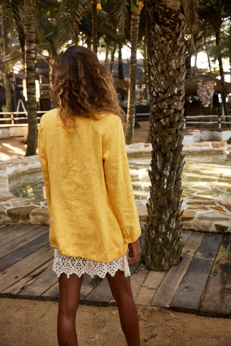 Sunshine On A Rainy Day Embroidered Blazer - sunshine - Chasing Unicorns