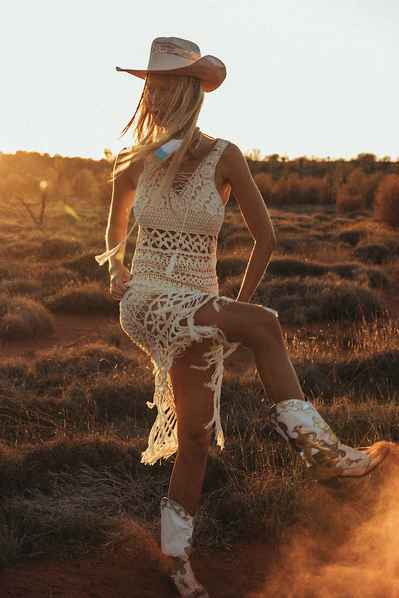 The Long And Winding Road Cutout Crochet Maxi Dress - Chasing Unicorns