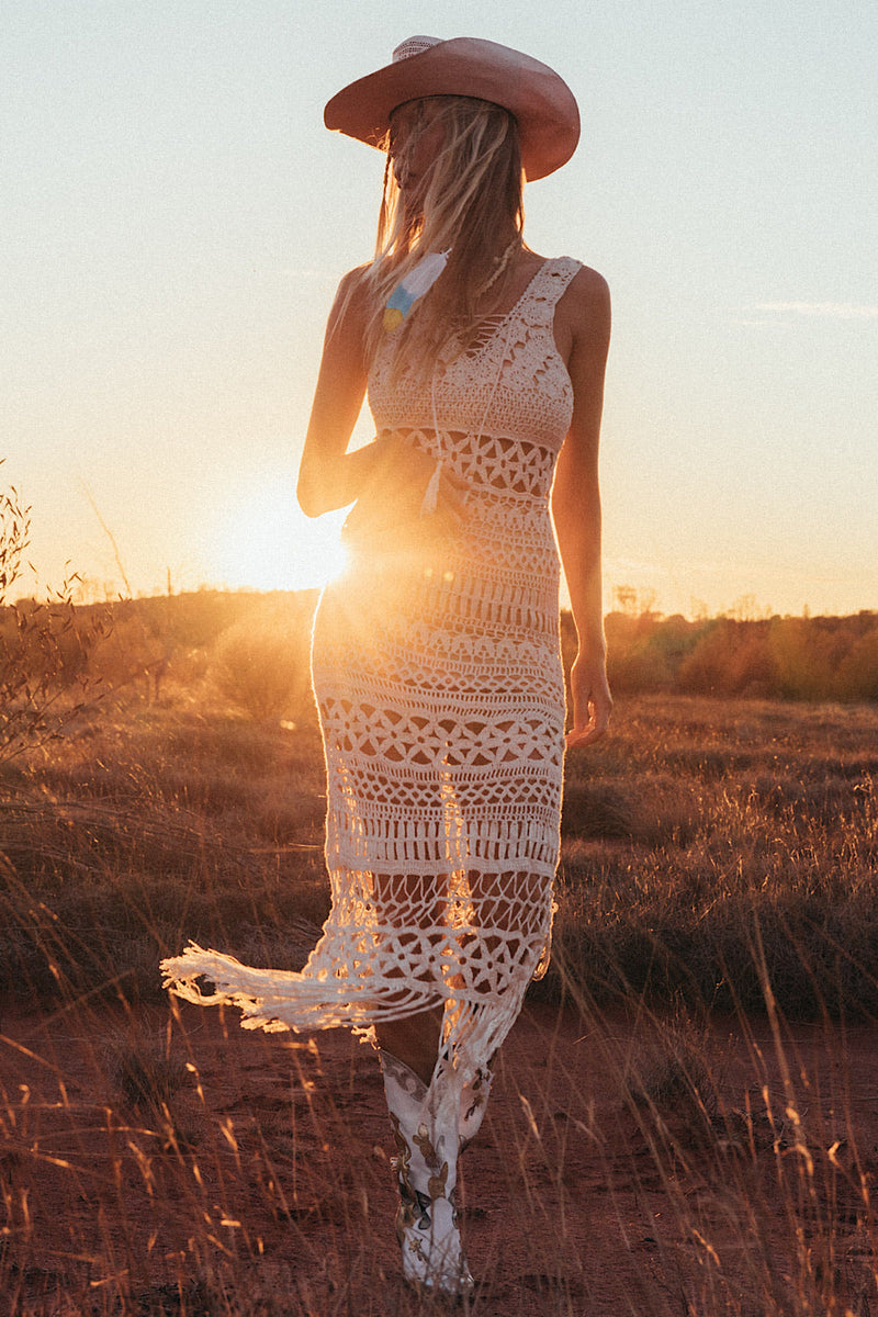 The Long And Winding Road Cutout Crochet Maxi Dress - Chasing Unicorns