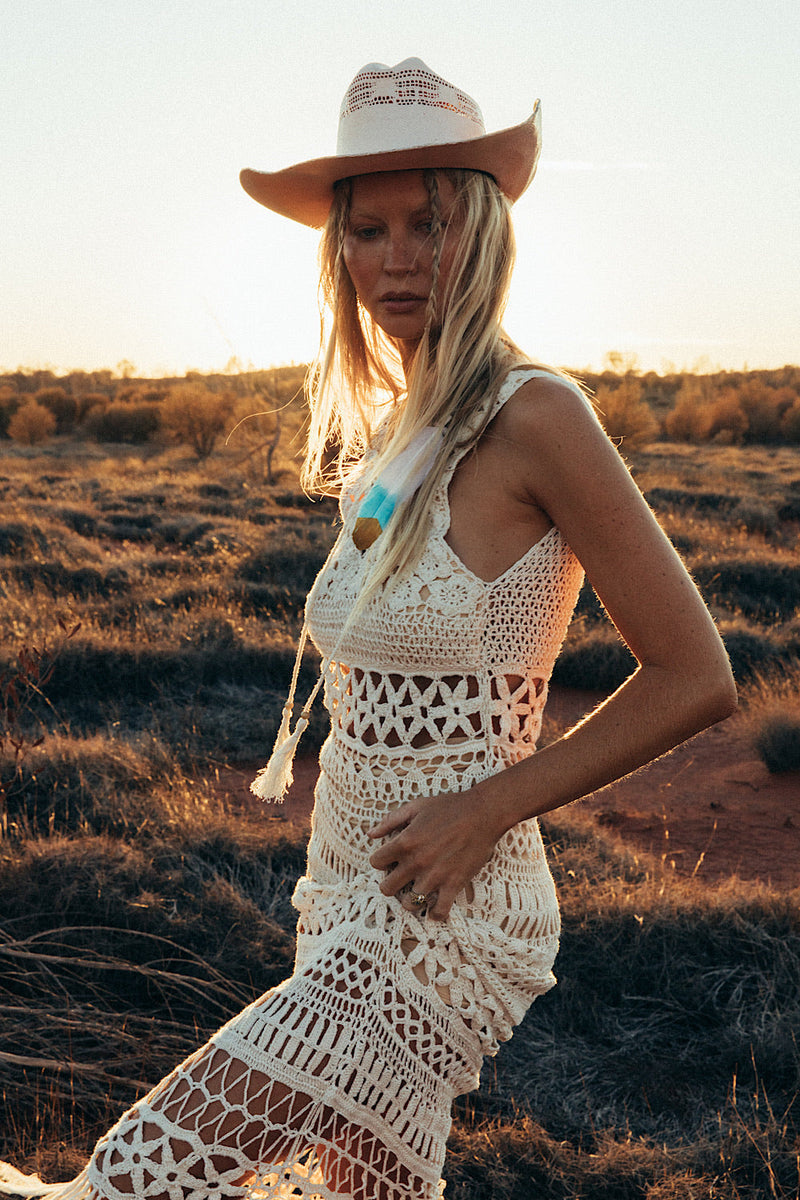 The Long And Winding Road Cutout Crochet Maxi Dress - Chasing Unicorns