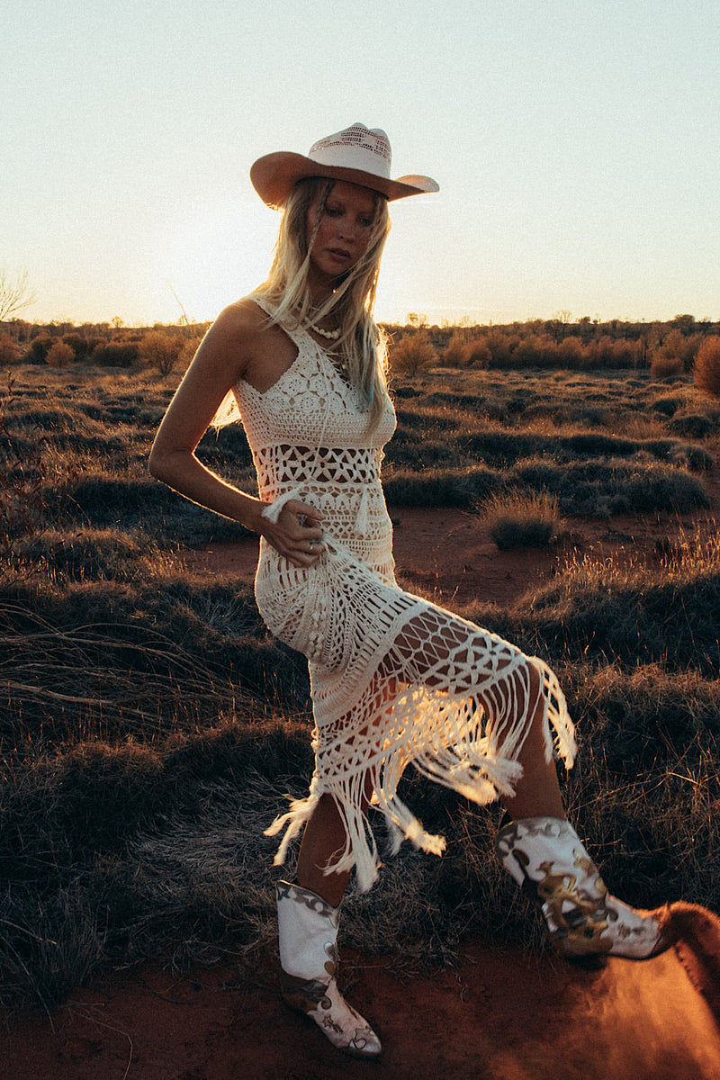 The Long And Winding Road Cutout Crochet Maxi Dress - Chasing Unicorns