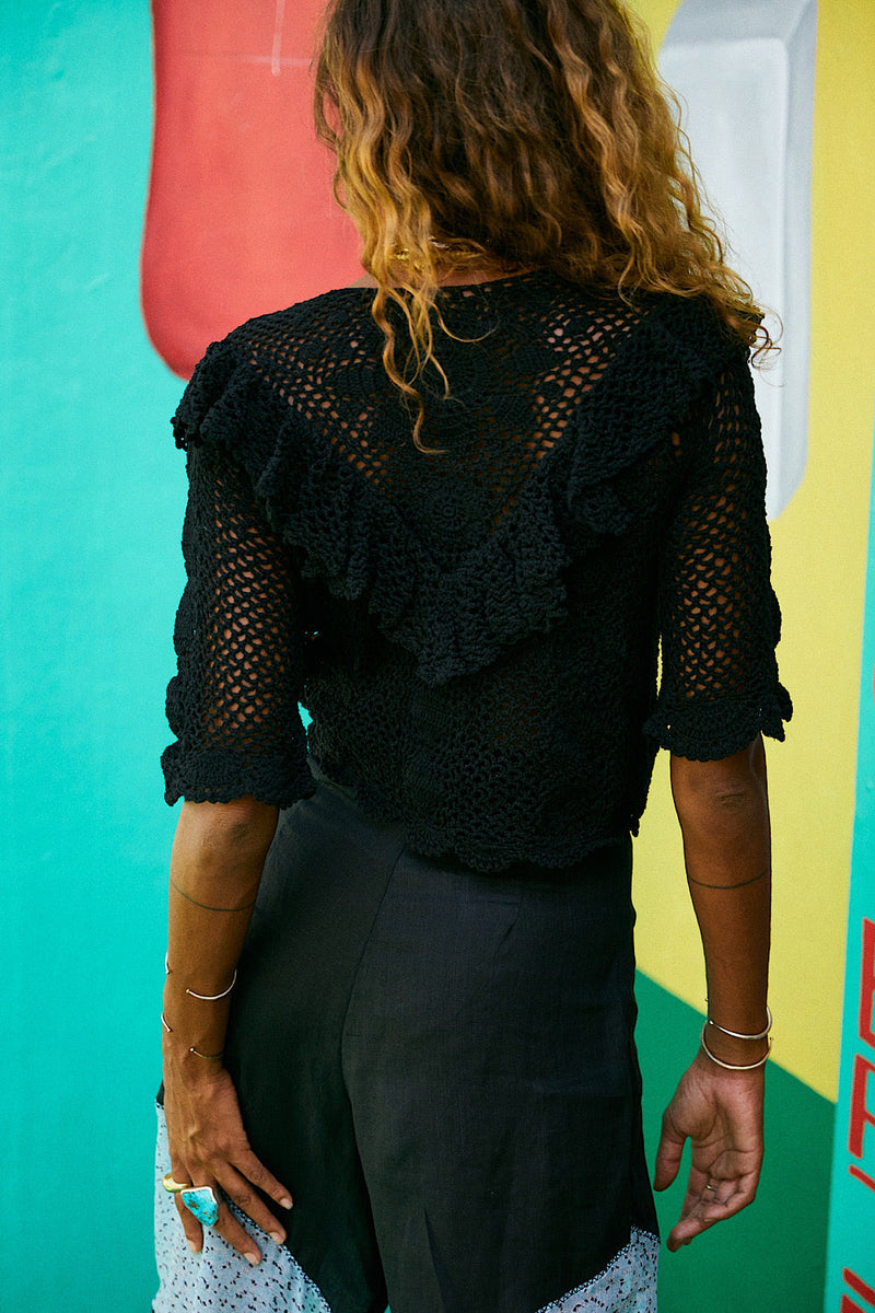The Woman That Got Away Hand Crochet Blouse - Black - Chasing Unicorns