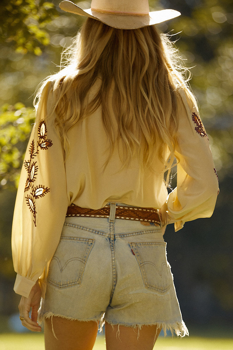 Things We Do For Love Silk Crepe + Mesh Cutwork Embroidered Blouse - Chasing Unicorns