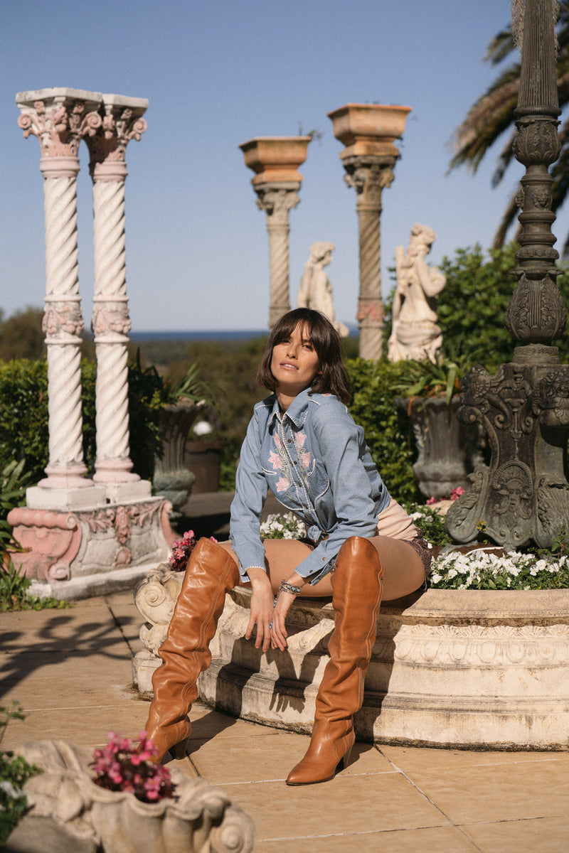 This Flight Tonight Chambray Western Shirt - Chasing Unicorns