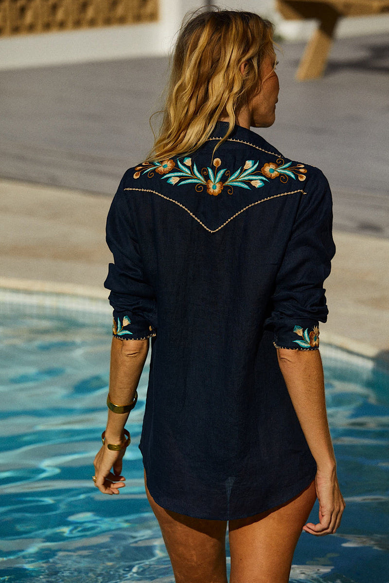 Tijuana Linen Embroidered Blouse - Chasing Unicorns