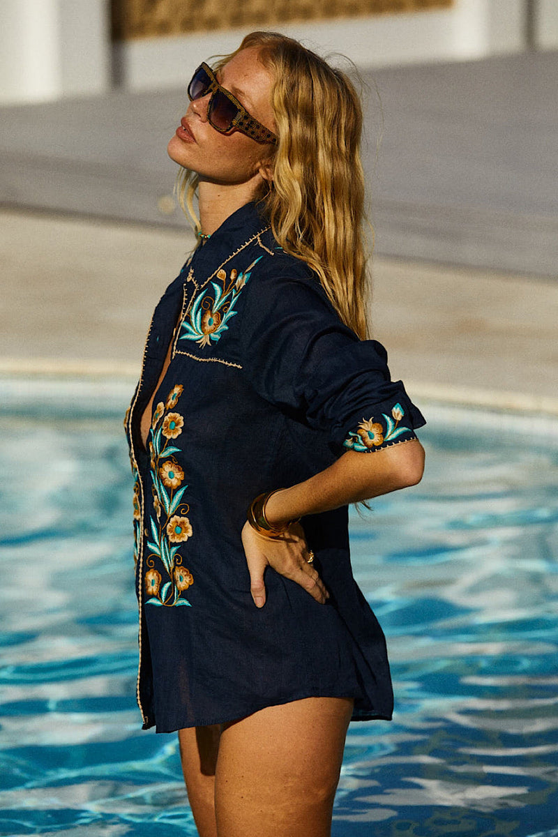 Tijuana Linen Embroidered Blouse - Chasing Unicorns