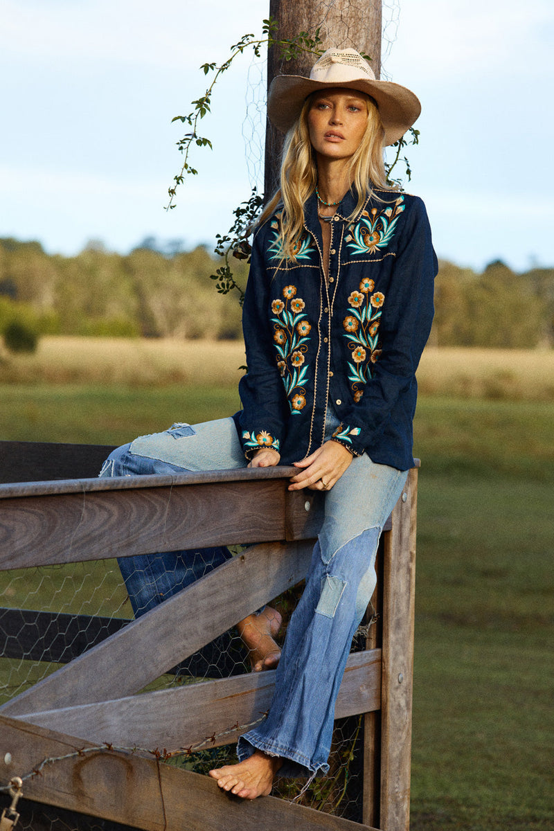 Tijuana Linen Embroidered Blouse - Chasing Unicorns