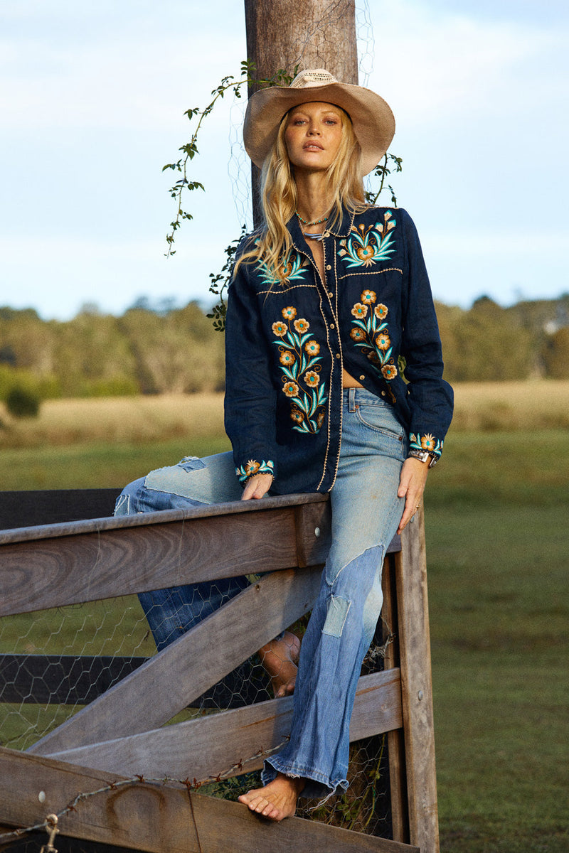 Tijuana Linen Embroidered Blouse - Chasing Unicorns