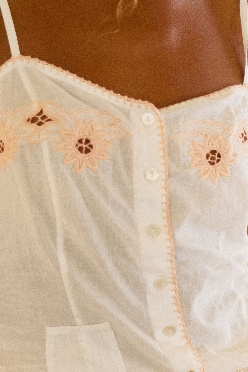 Try And Love Again Cotton Gauze + Cutwork Camisole - Chasing Unicorns