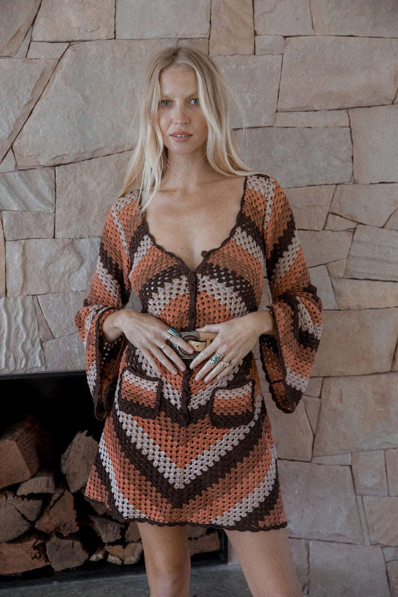 Ventura Highway Crochet Mini Dress - Chasing Unicorns