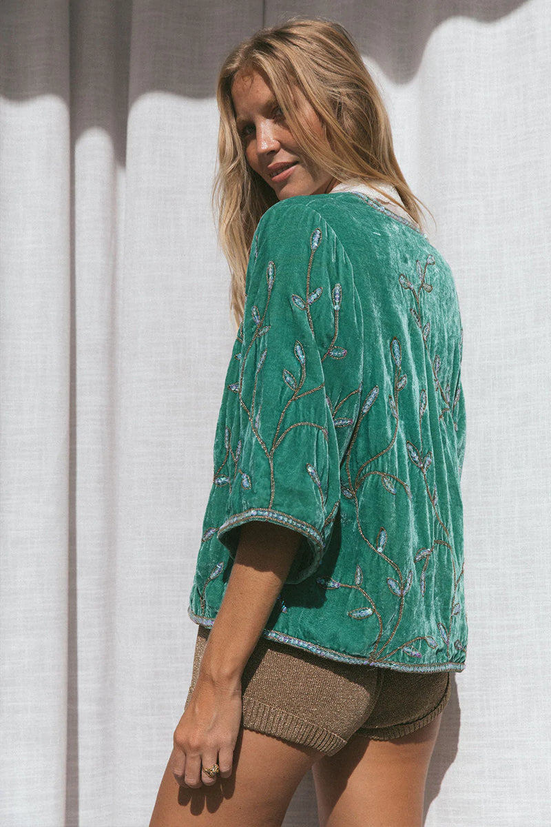 Walk This Way Velvet + Beaded Kimono Jacket - Chasing Unicorns