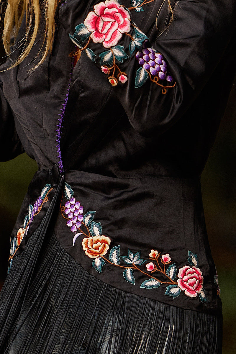 Wandering Eye Silk + Embroidered Fringe Jacket - Chasing Unicorns