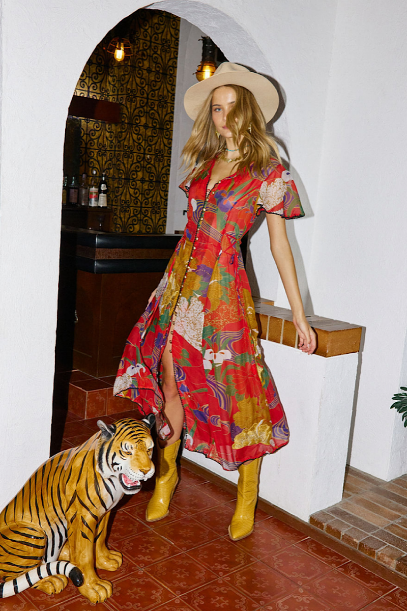 What I Did For Love Silk/Cotton Gauze, Embroidered + Midi Dress - Chasing Unicorns