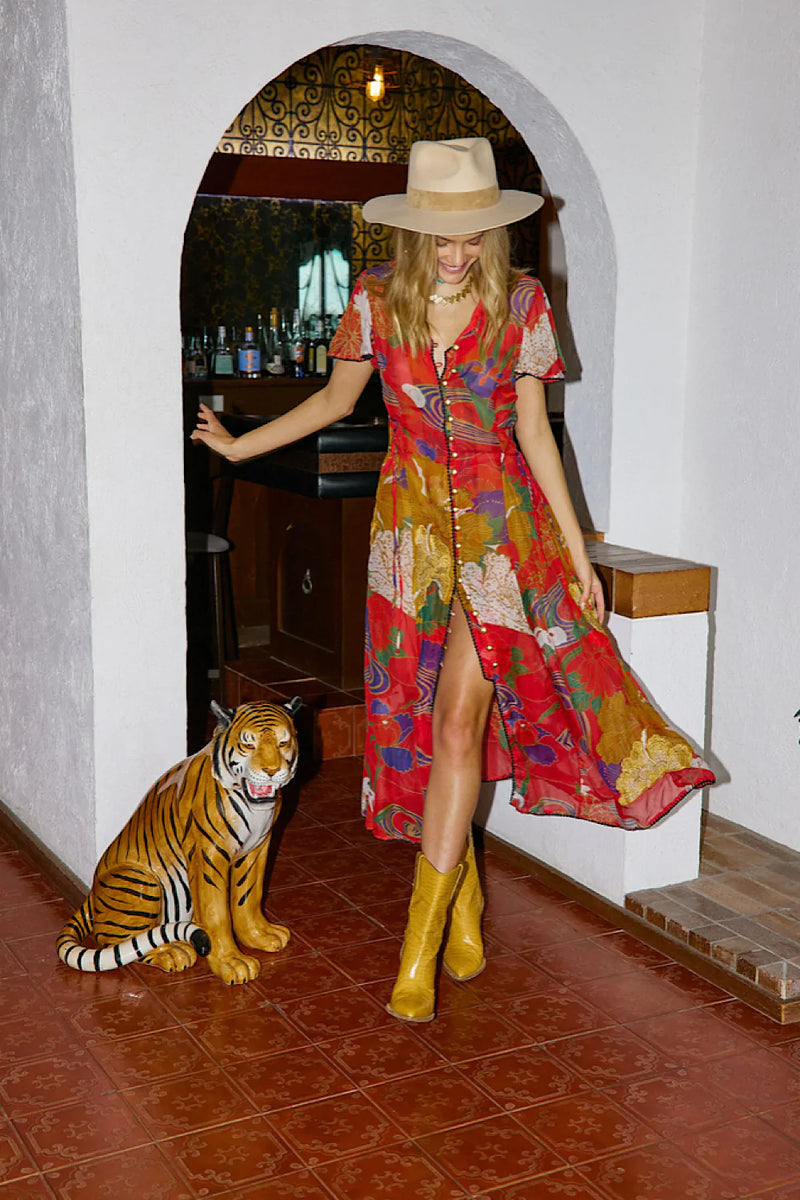 What I Did For Love Silk/Cotton Gauze, Embroidered + Midi Dress - Chasing Unicorns