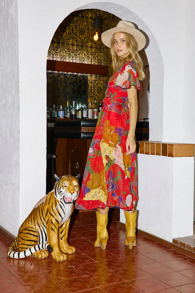 What I Did For Love Silk/Cotton Gauze, Embroidered + Midi Dress - Chasing Unicorns